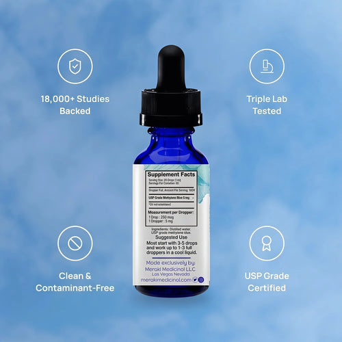 Meraki Blu USP Grade Methylene Blue Solution, 1% Formula, 30 mL